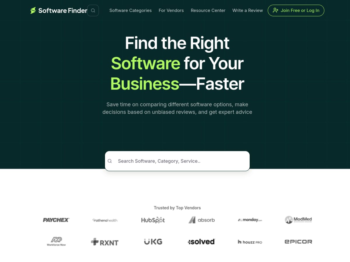Software Finder homepage